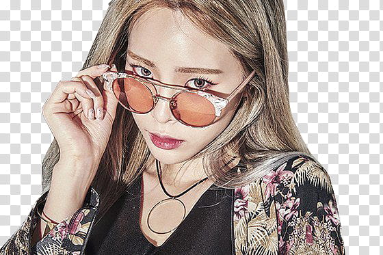 Heize, woman wearing brown sunglasses transparent background PNG clipart