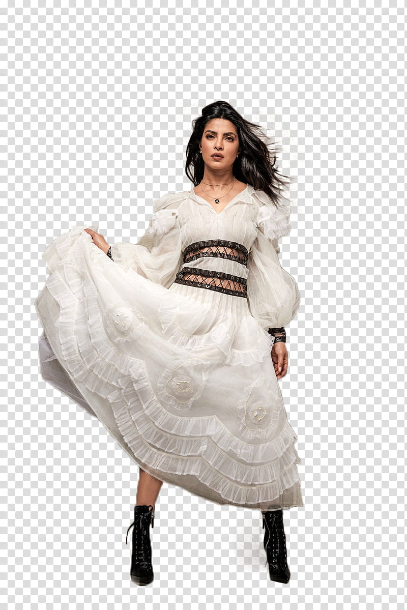 PRIYANKA CHOPRA, Priyanka Chopra in white dress transparent background PNG clipart