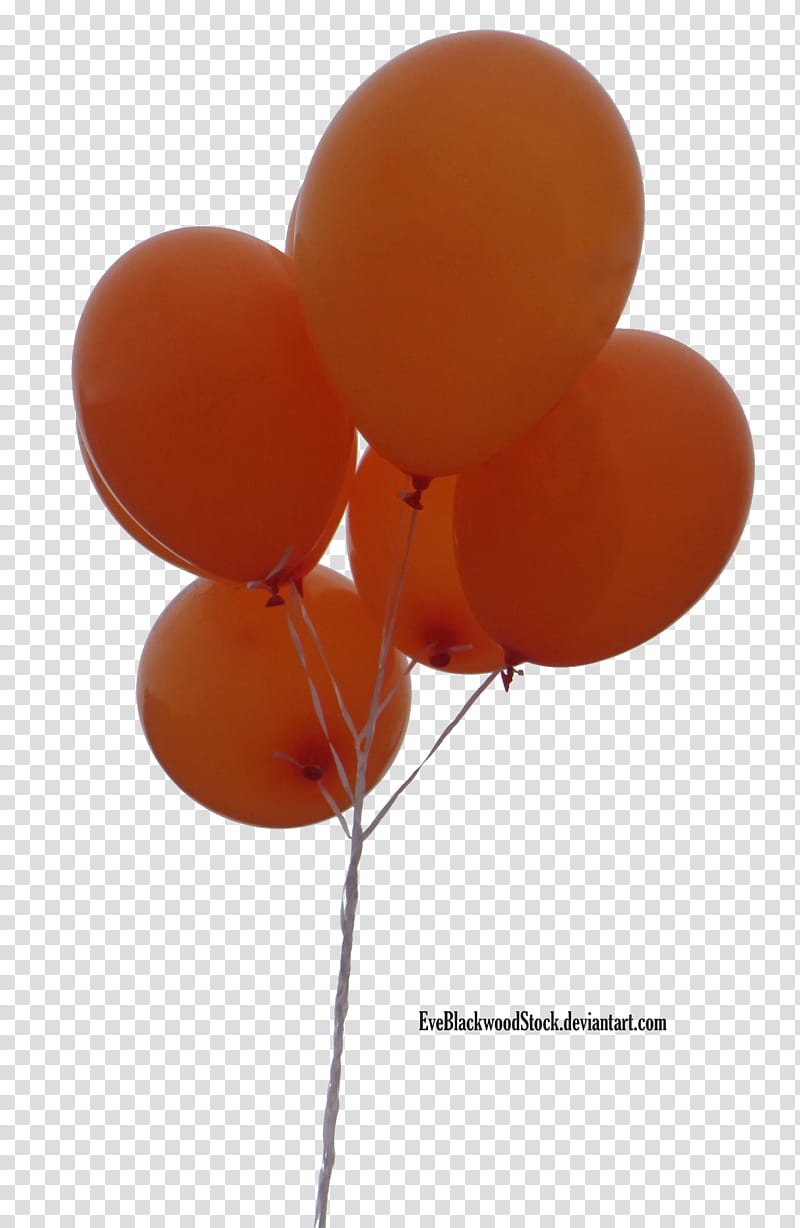 balloons , five orange balloons transparent background PNG clipart