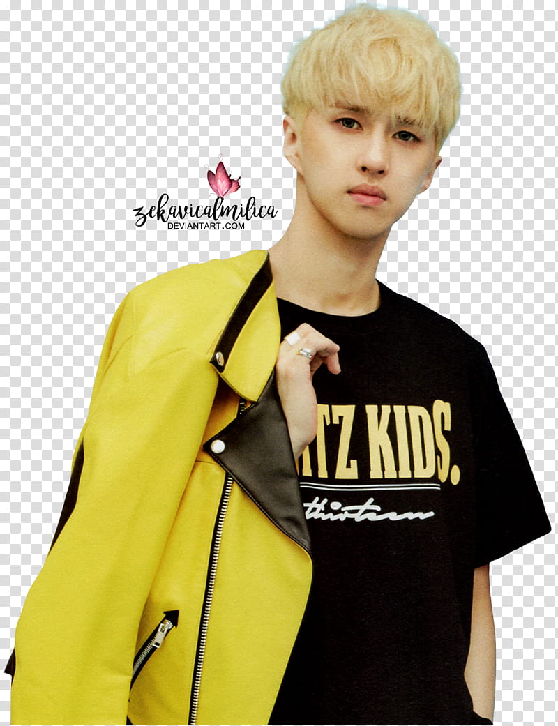 VIXX Ken Zelos, man in yellow leather jacket transparent background PNG clipart
