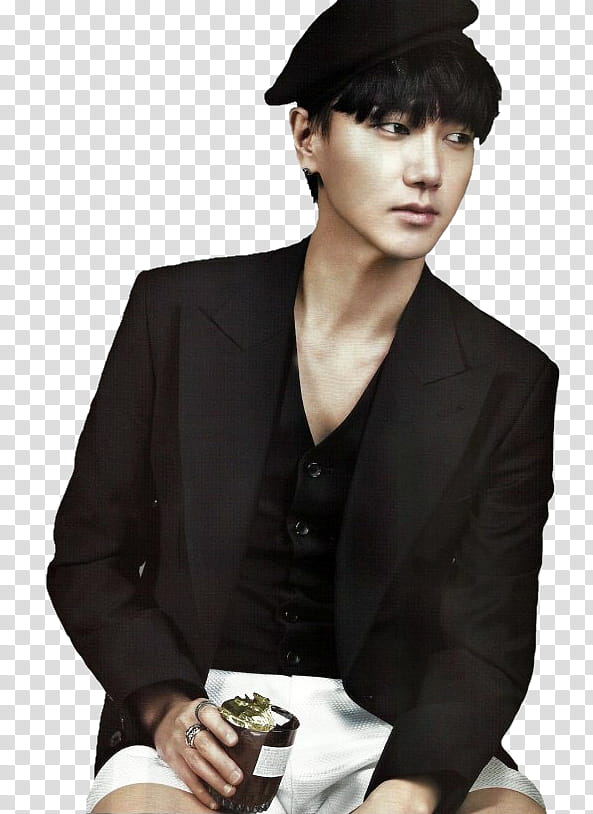 Render Kim Yesung, man in black suit jacket and white shorts graphic transparent background PNG clipart