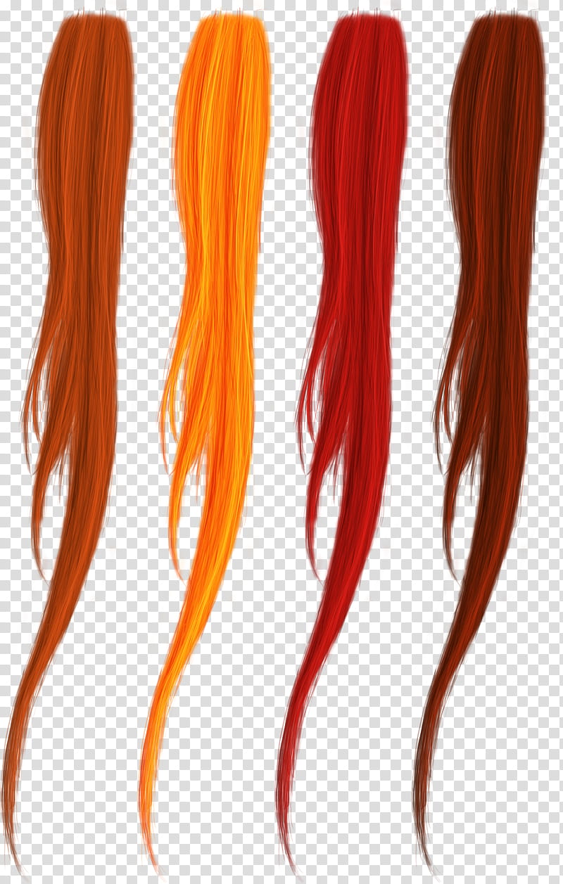 Shades of Red Hair s, four assorted-color hair extensions transparent background PNG clipart
