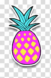 pink, yellow, and green pineapple illustration transparent background PNG clipart