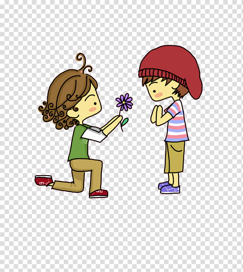 One Direction Caricaturas , girl giving flower to boy illustration transparent background PNG clipart