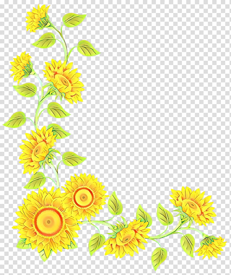 Sunflower, BORDERS AND FRAMES, Borders , Common Sunflower, Yellow, Plant, English Marigold, Chamomile transparent background PNG clipart