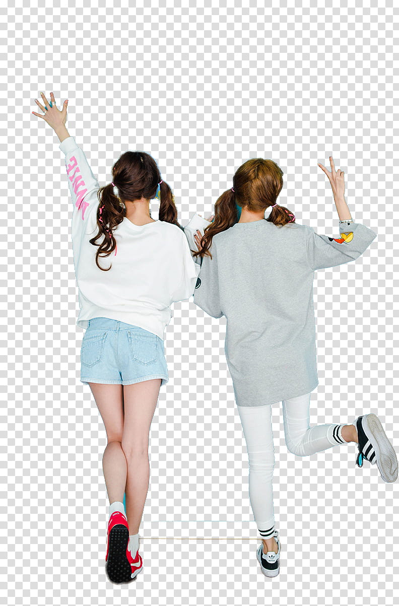 two women raising hands transparent background PNG clipart