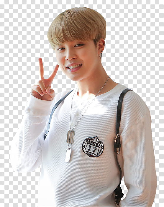 BTS JIMIN AND V P, smiling man making peace sign transparent background PNG clipart