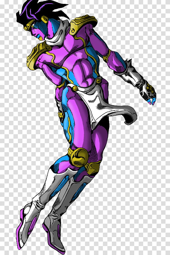 Star Platinum: The World, purple and white suit character transparent background PNG clipart