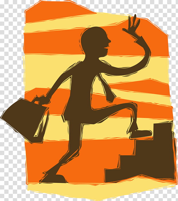 Orange, Businessperson, Staircases, Silhouette, Businessman With Briefcase, Author, Stair Climbing, Cartoon transparent background PNG clipart