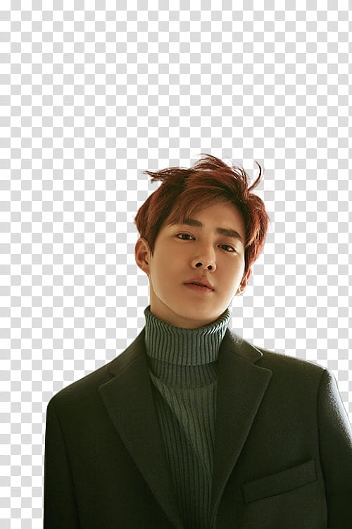 EXO SUHO , man wearing black notched lapel coat transparent background PNG clipart