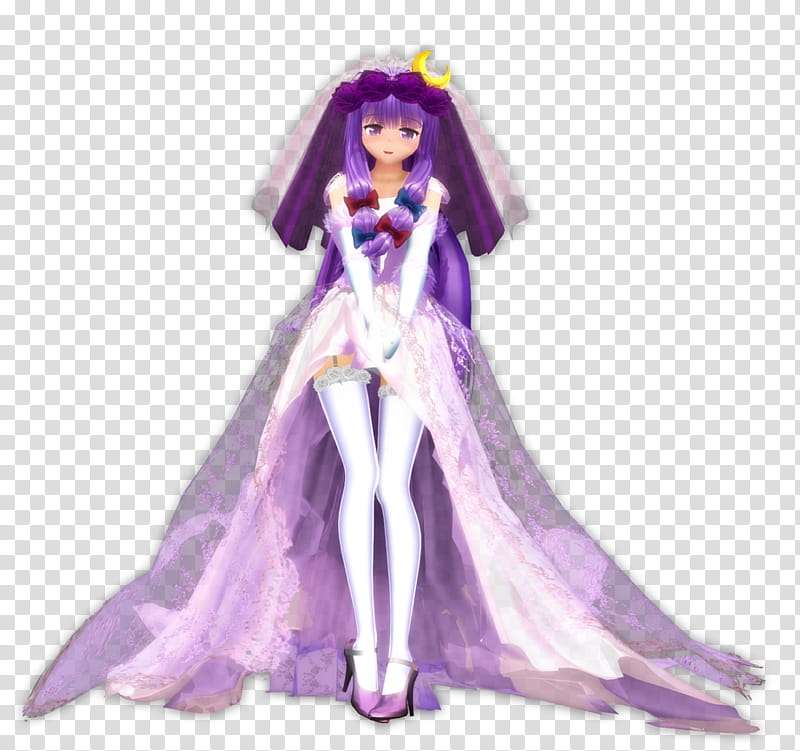 Bride Patchouli, purple haired bride character transparent background PNG clipart