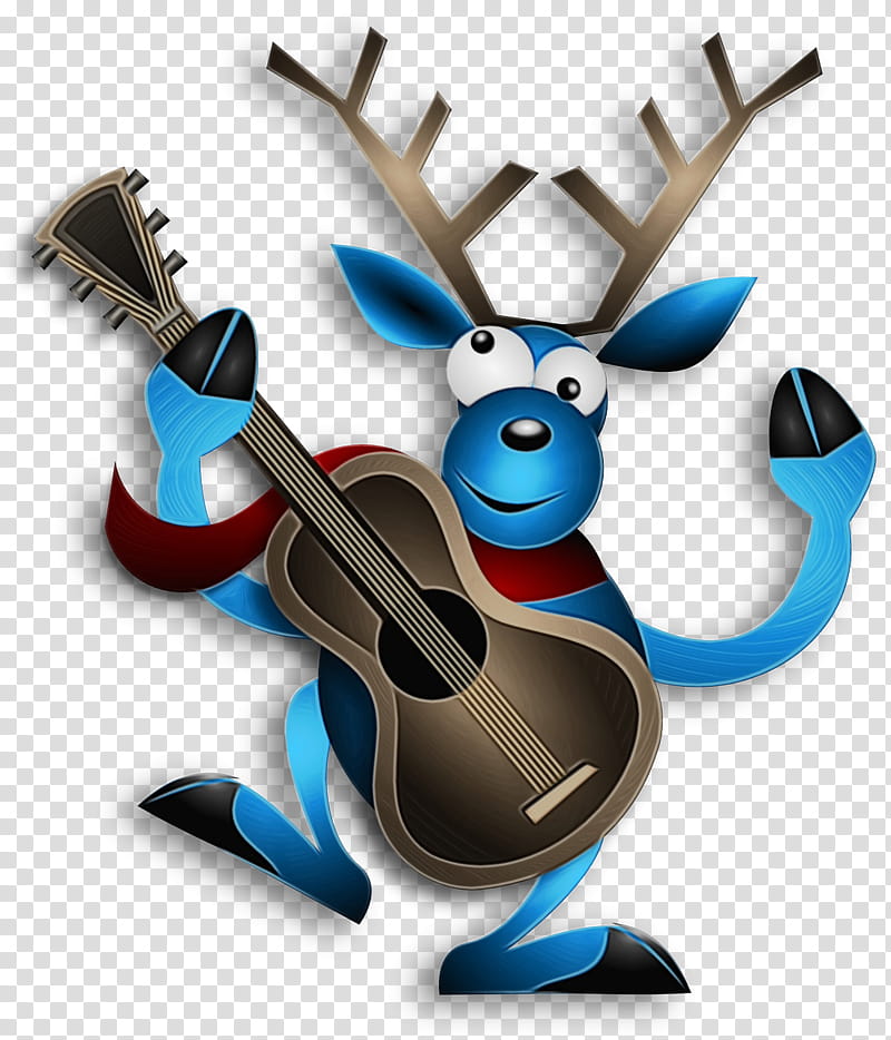 Christmas Reindeer Drawing, Watercolor, Paint, Wet Ink, Guitar, Dance, Christmas Day, Music transparent background PNG clipart