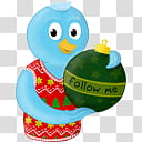 duck holding follow me signage sticker transparent background PNG clipart