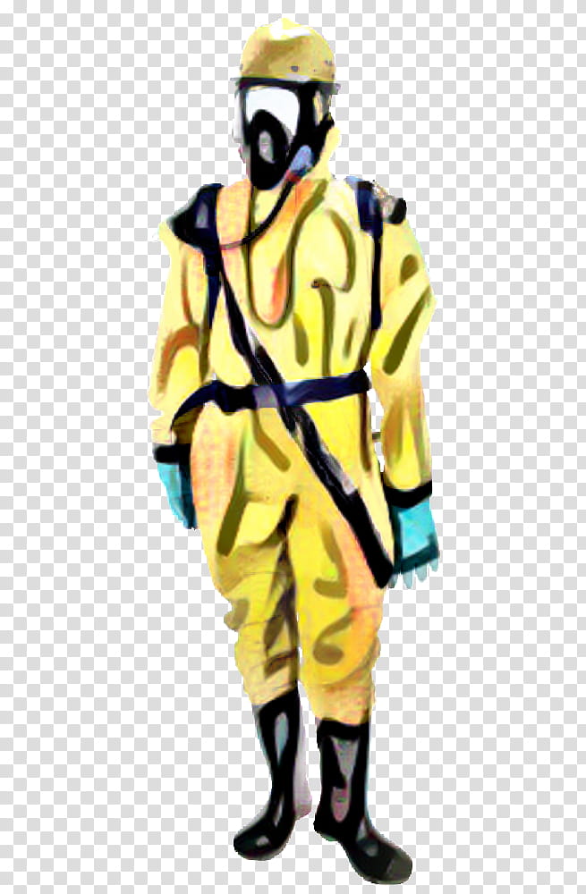 Firefighter, Costume, Outerwear, Uniform, Headgear, Yellow, Character, Hazmat Suit transparent background PNG clipart