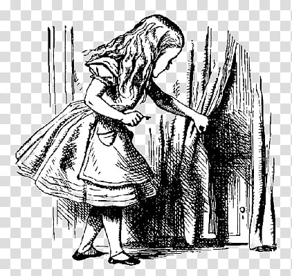 Alice in Wonderland set, girl holding curtain sketch transparent ...