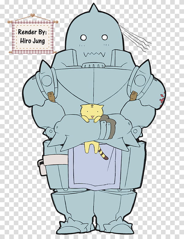 Full Metal Alchemist, white robot holding cat transparent background PNG clipart