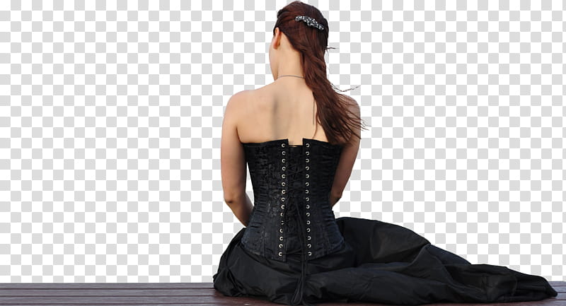 Girl From Back File, woman in black strapless dress transparent background PNG clipart