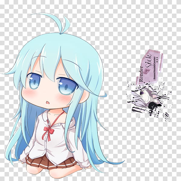 Renders Anime Chibi, girl with teal haired anime character transparent background PNG clipart