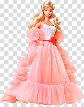 Barbie s, barbie doll wearing pink dress transparent background PNG clipart