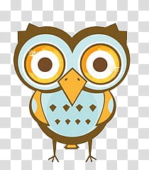 owls, blue and yellow owl illustration transparent background PNG clipart