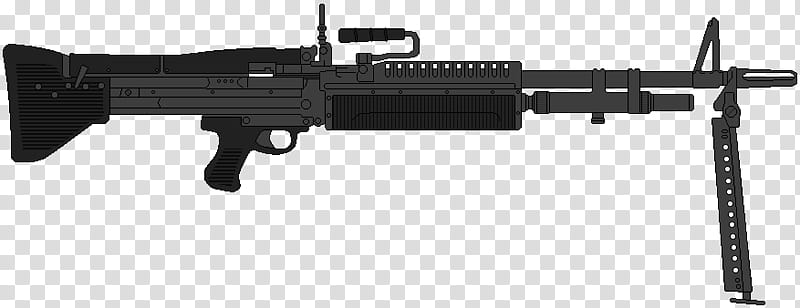 US Army Machine Gun M, black assault rifle with stand transparent background PNG clipart