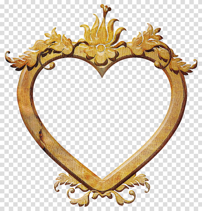 Crown, Mirror, Heart, Ornament, Brass, Oval, Metal, Antique transparent background PNG clipart