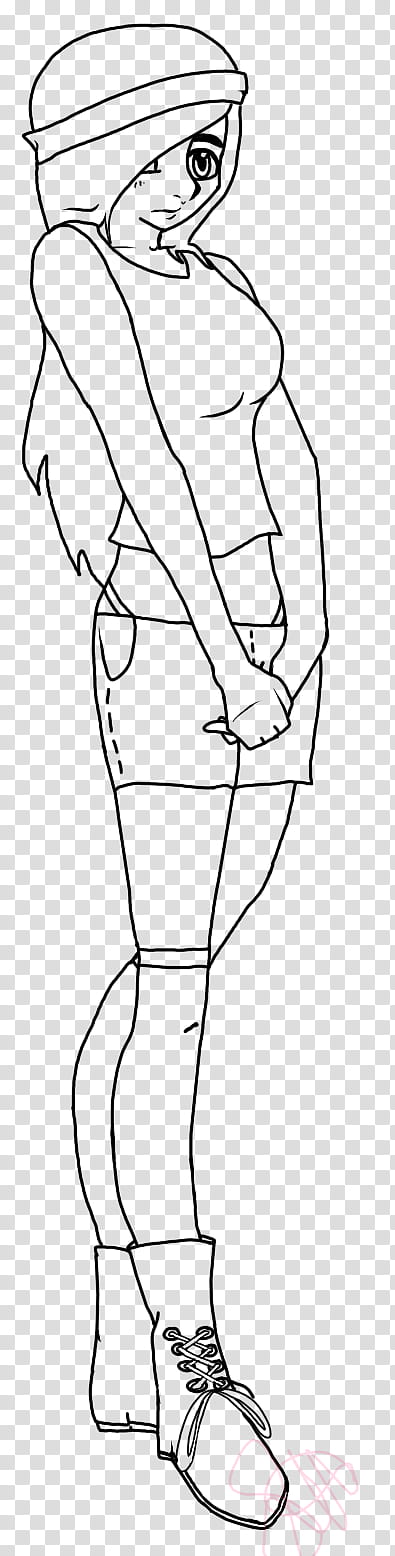 Shy Gangster Girl Lineart transparent background PNG clipart