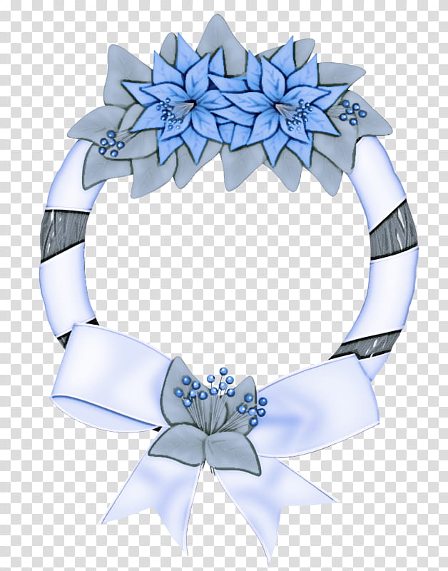 blue petal fashion accessory ribbon plant, Wreath, Flower, Hydrangea transparent background PNG clipart