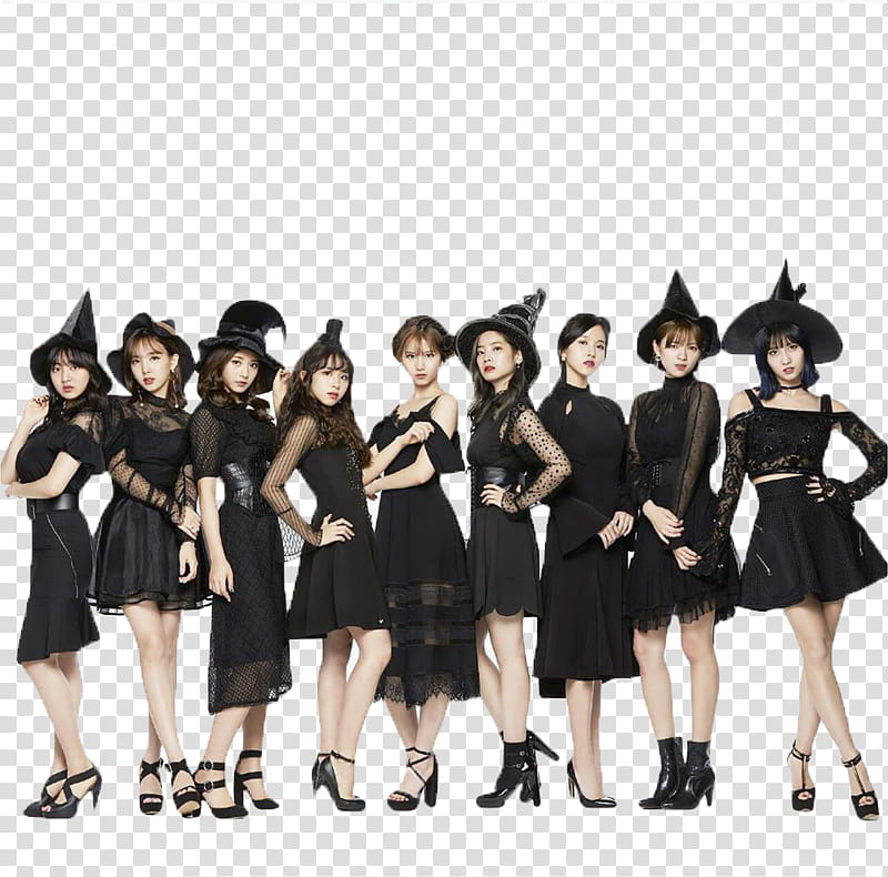 TWICE S, group of women standing wearing black dresses transparent background PNG clipart