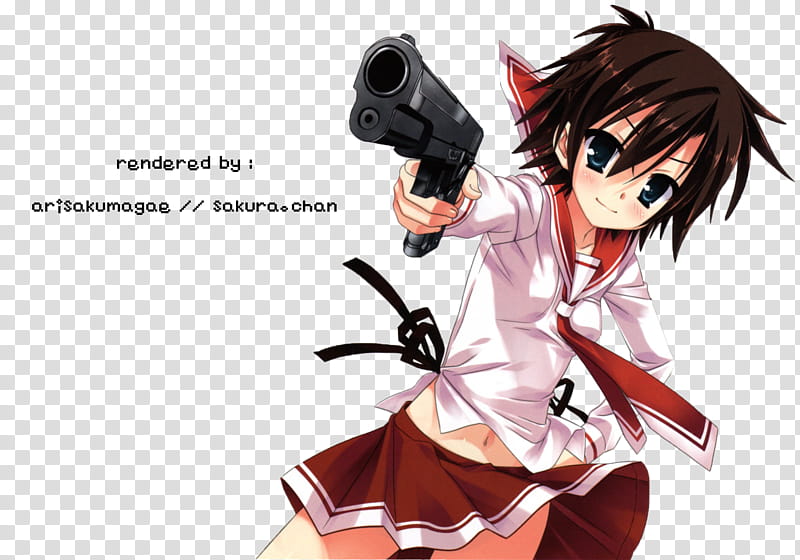 Hidan No Aria Render , female anime character holding gun illustration transparent background PNG clipart