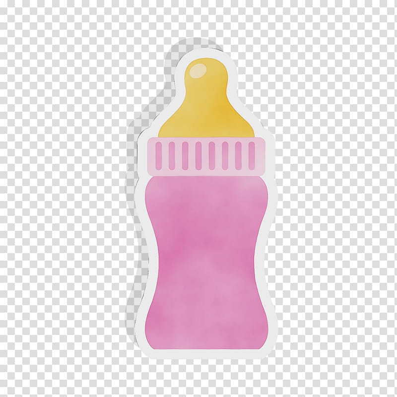 Baby bottle, Watercolor, Paint, Wet Ink, Pink, Water Bottle, Baby Products, Plastic Bottle transparent background PNG clipart