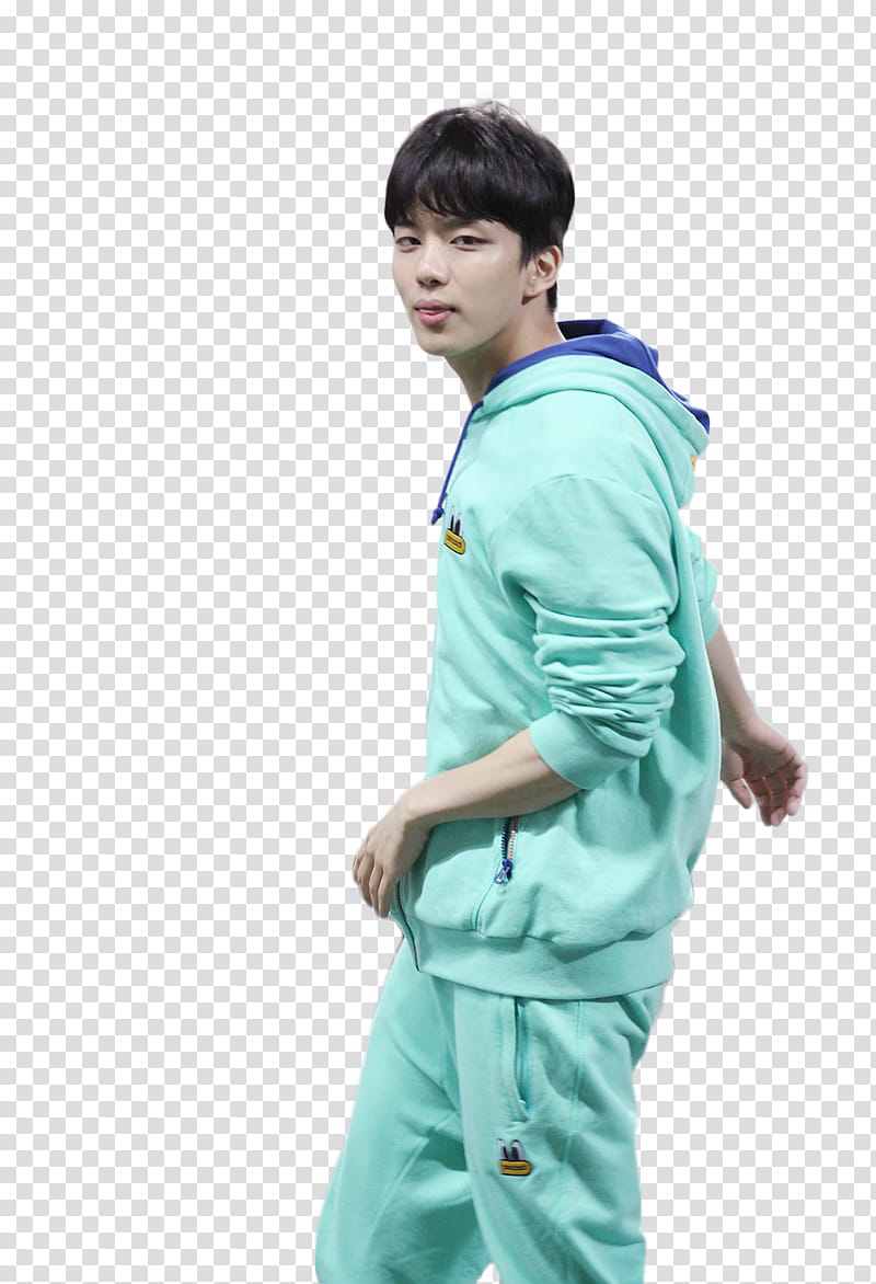 YoungJae B A P , standing man wearing teal tracksuit looking at his left transparent background PNG clipart
