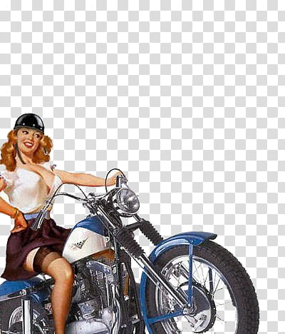 GIRLS, woman riding on blue and white motorcycle illustration transparent background PNG clipart