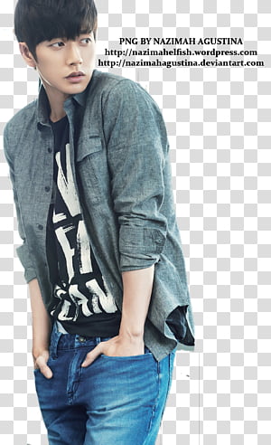 Exo 2016 Season Greeting, man standing wearing gray chambray shirt transparent background PNG clipart thumbnail