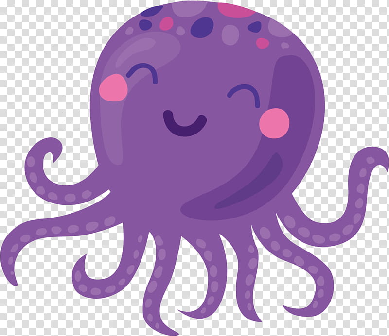Octopus, Drawing, Cartoon, Animal, Giant Pacific Octopus, Purple, Violet, Sticker transparent background PNG clipart