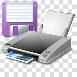 Vista RTM WOW Icon , Floppy Printer, grey printer illlustration\] transparent background PNG clipart