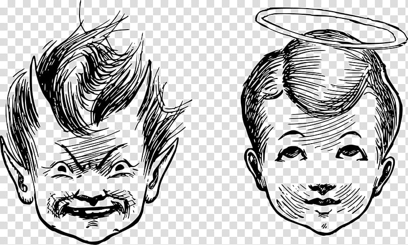 Angel, Devil, Demon, Drawing, Cherub, Face, Hair, Forehead transparent background PNG clipart