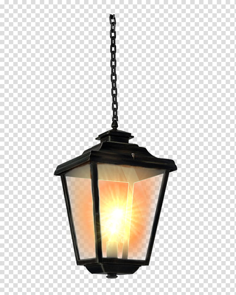 Hanging Lamp , black framed glass lantern transparent background PNG clipart