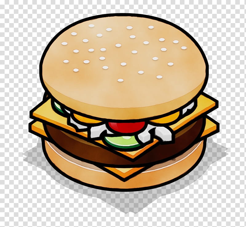 Hamburger, Watercolor, Paint, Wet Ink, Cheeseburger, Mcdonalds Quarter Pounder, Vegetarian Cuisine, Fast Food transparent background PNG clipart
