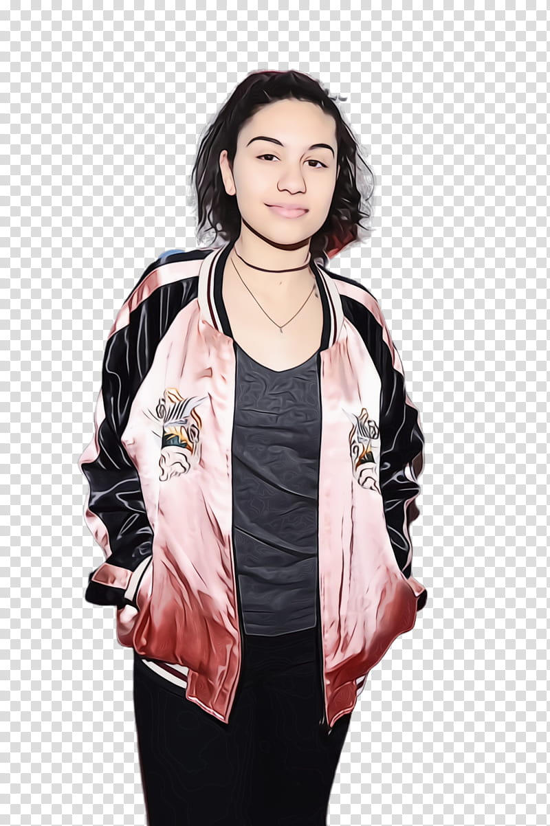 Jingle Ball Tour 2016 Alessia Cara Fashion TD Garden Leather jacket, Watercolor, Paint, Wet Ink, Leather Jacket M, Musician, Lookbook, Wxksfm transparent background PNG clipart