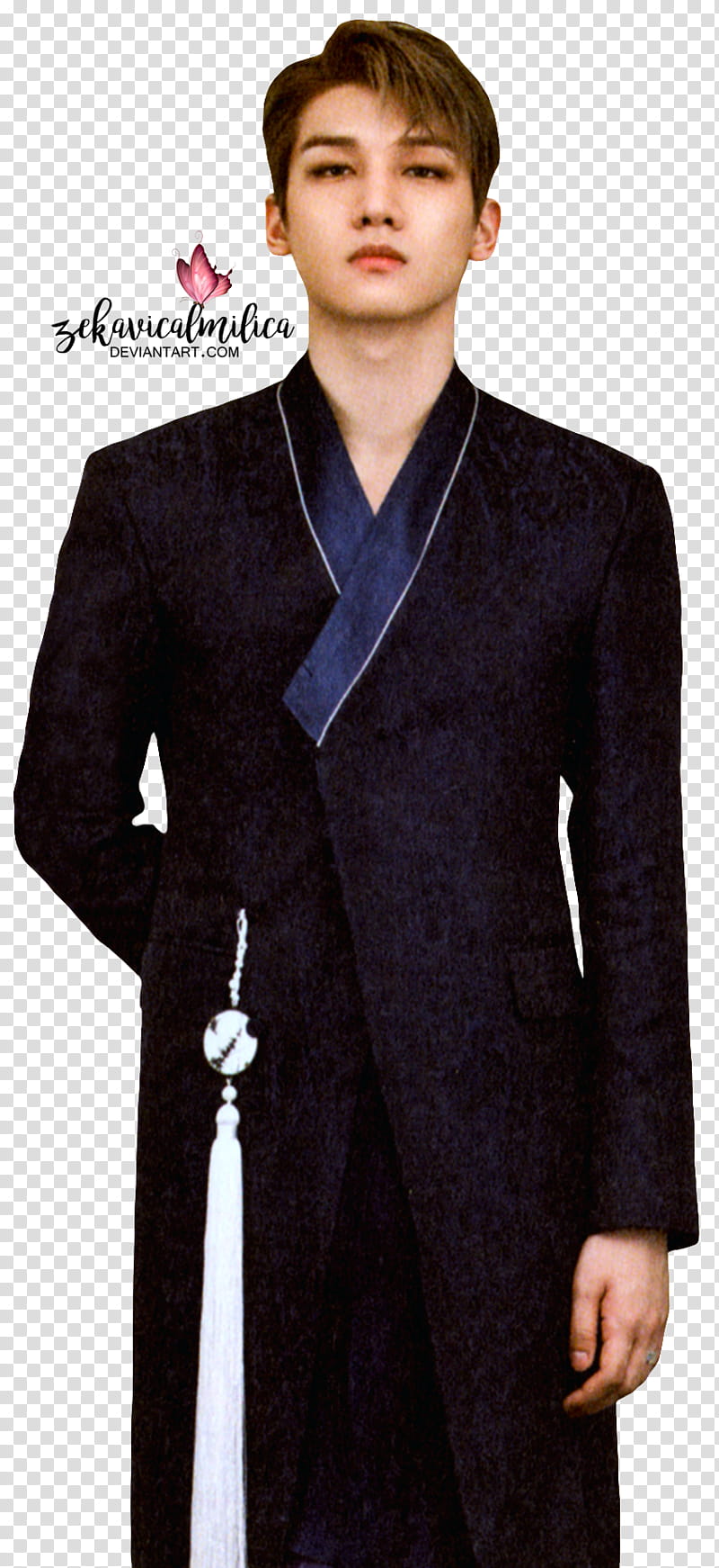 VIXX Hyuk Shangri La, man wearing black suit jacket transparent background PNG clipart