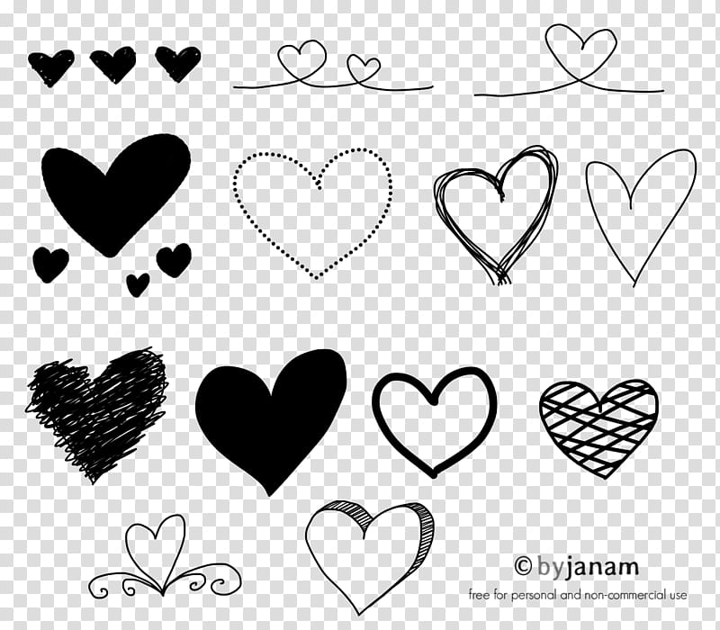 Heart Brushes, black and white abstract painting transparent background PNG clipart