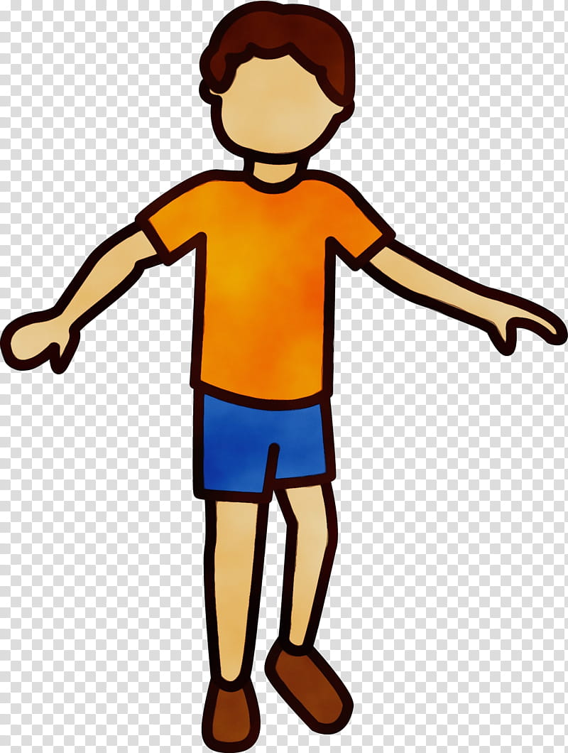 cartoon standing finger child, Watercolor, Paint, Wet Ink, Cartoon, Playing Sports, Thumb, Pleased transparent background PNG clipart