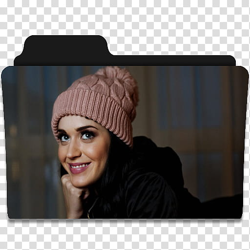 Carpetas Katty Perry, woman wearing pink knitted snow cap transparent background PNG clipart