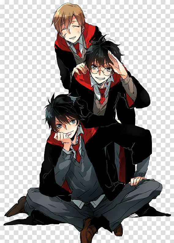 Anime boys, three anime boy character transparent background PNG clipart