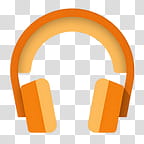 Android Lollipop Icons, Play Music, orange headphones icon transparent background PNG clipart