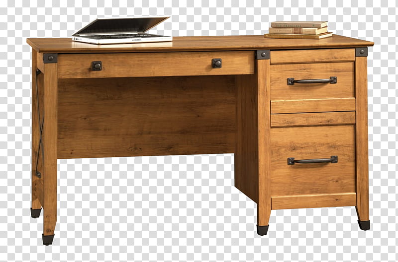 brown wooden single-pedestal desk transparent background PNG clipart