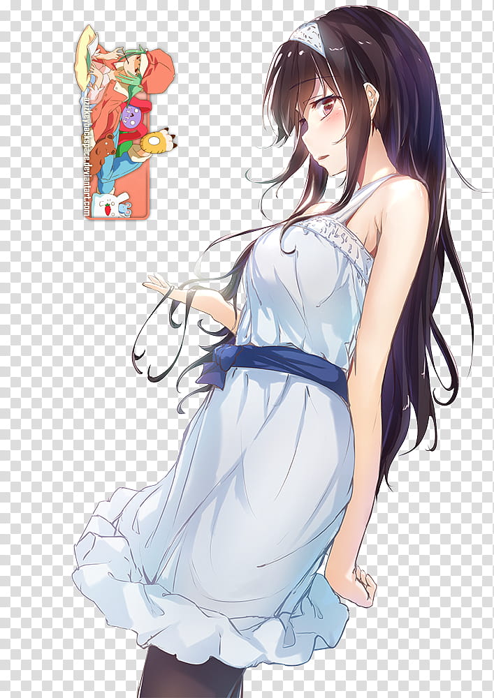 Utaha Kasumigaoka (Saekano), Render, white dress woman anime character transparent background PNG clipart