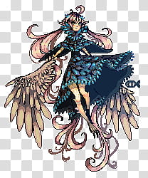 Harpy Pixels, illustration of woman in dress with wings transparent background PNG clipart