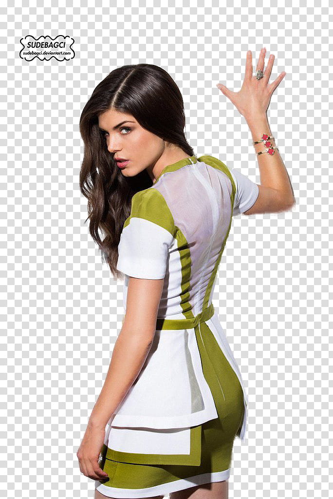 Marie Avgeropoulos, white and green dress transparent background PNG clipart